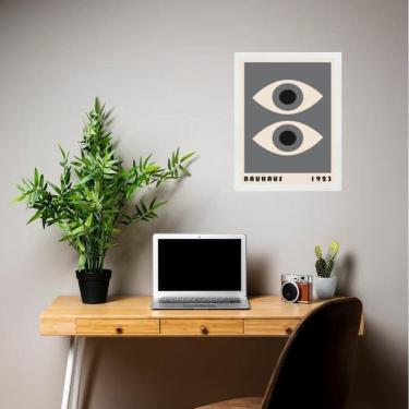 Imagem de Quadro Decorativo Bauhaus Olhos Cinza 45X34Cm - Com Vidro
