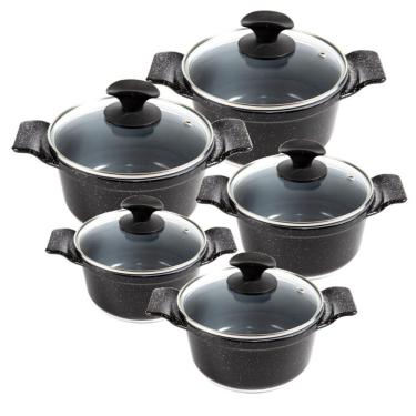 Imagem de Jogo Panela Preto Liso Antiaderente Cerâmica Javali AA 16a24