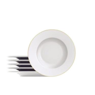 Imagem de Kit Prato Sobremesa Filetado 21cm 6 Peças Tramontina Elisa Porcelana B