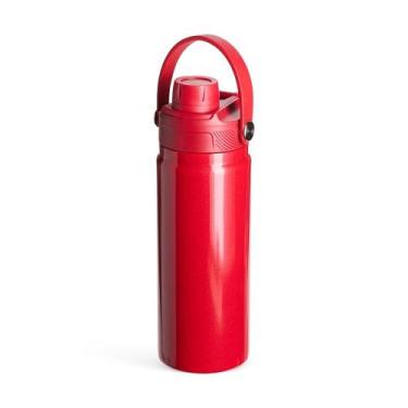 Imagem de Garrafa térmica com alça 600ml em inox - no-brand, Vermelho