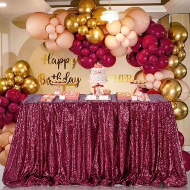 Imagem de Toalha de mesa B-COOL Retangular de lantejoulas 229x396cm Borgonha