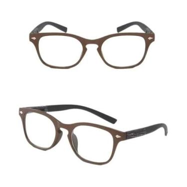 Imagem de Óculos De Leitura Unissex Retrô Com Estampa De Madeira, Armação Quadra