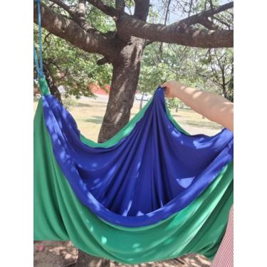 Imagem de Balanço sensorial em Lycra 1,40 m X 1,40 m - Laranja Brasil, Azul roya