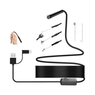 Imagem de Câmera Endoscópica HD 1080P De 7mm Com USB, 6 LEDs, Cabo Flexível E À 