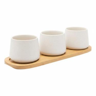 Imagem de Jogo Com 3 Bowls Com Bandeja Lyor De Bambu 31cm X 10cm X 7cm Preto e B