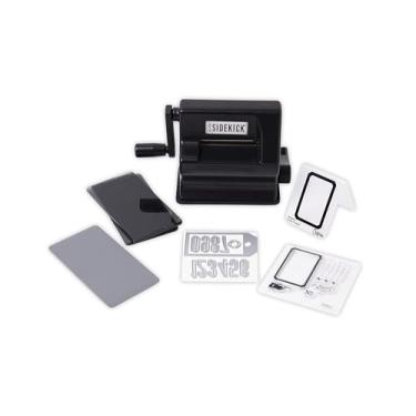 Imagem de Sizzix Máquina de corte e relevo manual portátil para artes e artesanato, álbuns e cartões, abertura de 6,35 cm, tamanho único, kit auxiliar Tim Holtz