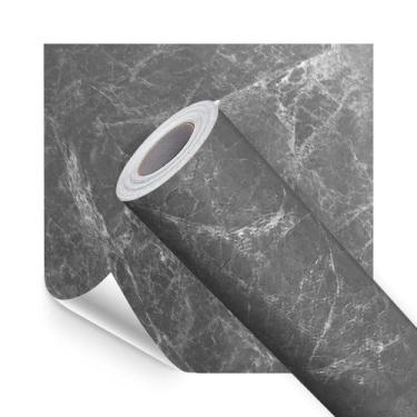 Imagem de Papel de Parede Modelo Marmore Brilho Cinza Escuro Adesivo 200x60cm - 