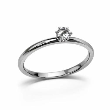 Imagem de Anel Solitário Feminino Prata Pedra de Zircônia Aço Inox 316L Resisten