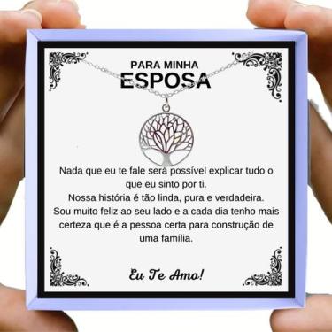 Imagem de Colar Feminino Ouro Árvore Vida Banhado Presente Aniversário Esposa + 