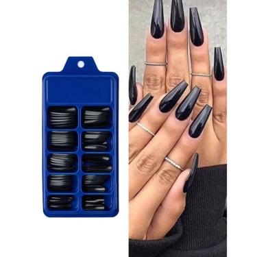 Imagem de Kit Unhas Postiças Bailarina 100 Unidades para Alongamento em Acrigel Gel Porcelana e Acrílica Branco OEM