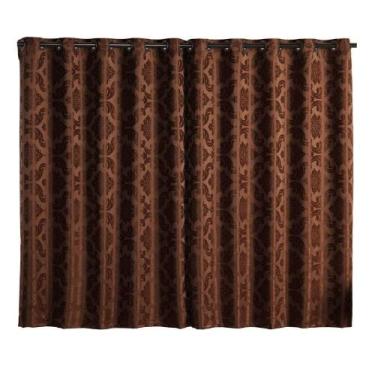 Imagem de Cortina Jacquard 2,0 X 1,7m Sala Quarto Marrom - LILLY HOME ENXOVAIS
