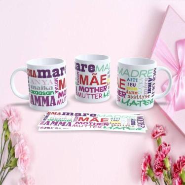Imagem de Caneca de Porcelana 325ML Mães Estampa 84 Decorada Dia das Mães Branco