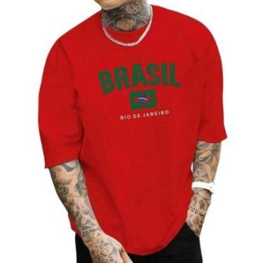 Imagem de Camiseta Masculina Brasil Rio de Janeiro Estilosa Jogos Copa do P ao G1-Masculino