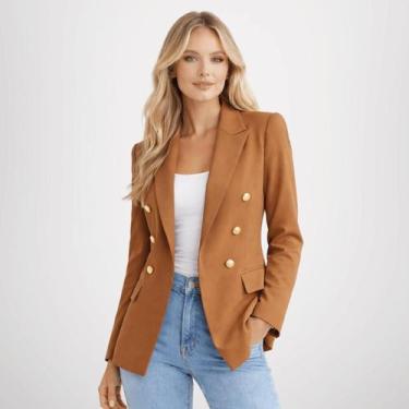 Imagem de Blazer Feminino Casaquinho Alfaiataria Casaco Social Com Botão Lindo P
