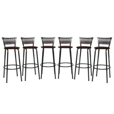 Imagem de Kit 6 Banquetas Bancos Alto Para Cozinha Bancada Area Gourmet Bistro B
