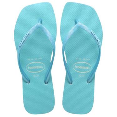 Imagem de Chinelo Havaianas Slim Square Glitter Neon Lançamento, 33/34, Azul