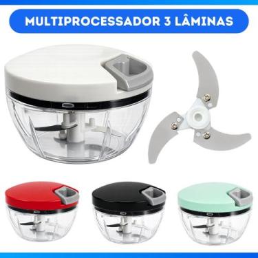 Imagem de Triturador de Alimentos Manual 500ml com 3 Lâminas Inox  Picador de Ce
