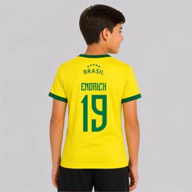 Imagem de Camisa Brasil Canarinho Juvenil Amarela 19 Endrick - Balboa, 16 ANOS