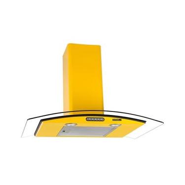 Imagem de Coifa de Parede Nardelli Vidro Curvo Slim Yellow 80cm Temperado Led Amarelo 110V