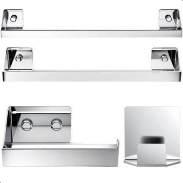 Imagem de Kit Acessórios Banheiro 4 Peças Inox Com Adesivo 3M SF.DF - ShopForte
