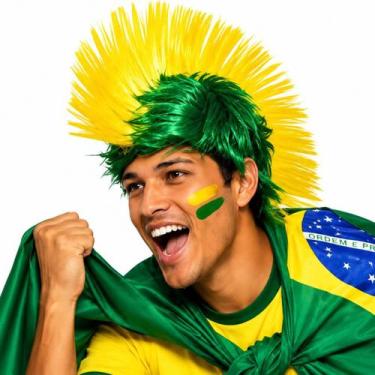 Imagem de Peruca Moicano Brasil Verde e Amarelo Copa Do Mundo 2026 - SemMarca