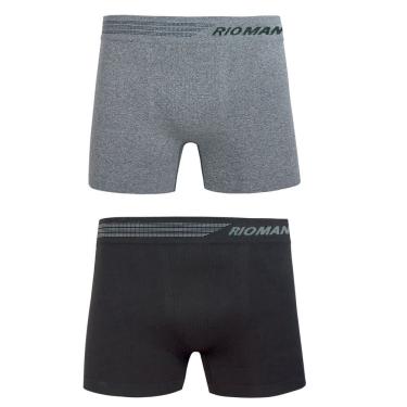 Imagem de Kit 2 Cuecas Boxer Rio Man Sem Costura Poliamida Preto com Mescla