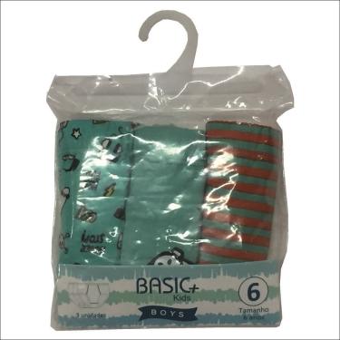 Imagem de Kit 3 Cuecas Slip Infantil Algodão Skate Menino