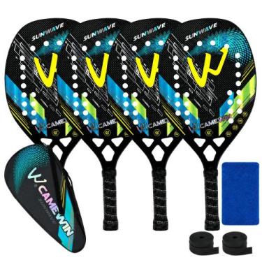 Imagem de Kit 4 Raquetes Beach Tennis Camewin Fibra de Carbono 3K, Sunwave blue