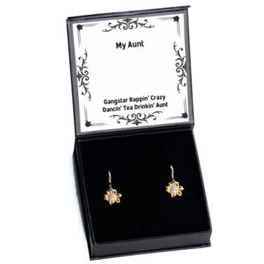 Imagem de SpreadPassion Presentes engraçados para tia, Gangstar Rappin' Crazy Dancin' Tea Drinkin' Aunt, Novos brincos de girassol de Natal presentes para