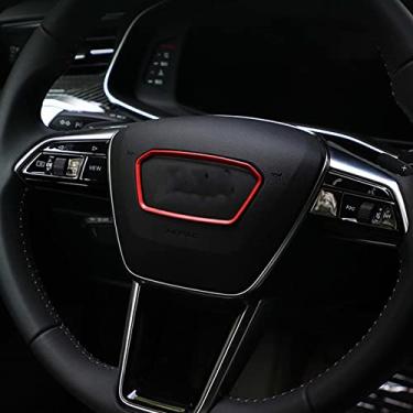 Imagem de MIVLA Adesivos de anel de decoração de emblema de moldura de volante de carro, para audi a6 a7 s7 c8 2019 liga adesivo interior acessórios de carro