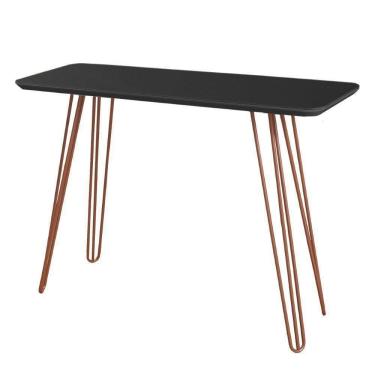 Imagem de Aparador Decorativo Canto Copo Preto Pé Metálico Cobre