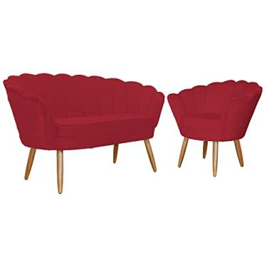 Imagem de Kit Poltrona mais Namoradeira Pétala Suede - Ds Estofados