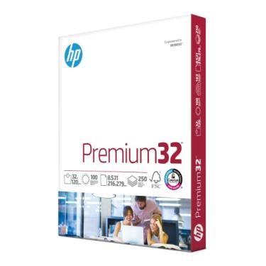 Imagem de Papel de impressora HP | Papel de 21 x 28 cm | Premium 14,5 kg | 1 resma - 250 folhas | 100 brilhantes | Feito nos EUA - Certificado FSC | 113500R