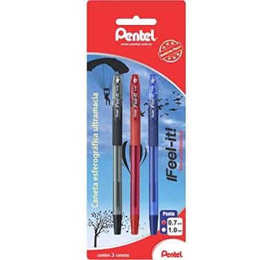 Imagem de Caneta Esferográfica Feel It, Pentel, Preta/Vermelha/Azul, 0.7 Mm, Pacote De 1