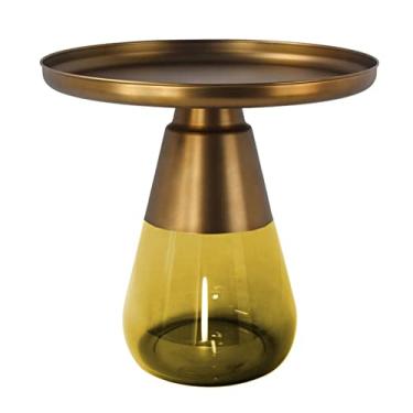 Imagem de Mesa de centro luz nórdica luxo metal vidro mesa de centro redonda simples criativo pequeno apartamento sala de estar Ins estilo mesa lateral mesas de canto (cor: 6)
