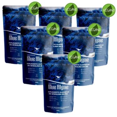 Imagem de 6x Blue Algae 120g- Supra Spirulina Azul Pó- Global 