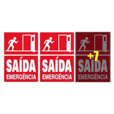 Imagem de Combo 10 Placas De Sinalização Saída De Emergência 20x30 Acesso - X-720 F9e