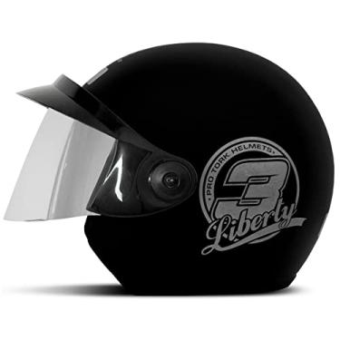 Imagem de CAPACETE ABERTO PRO TORK LIBERTY 3 SOLID PRETO FOSCO TAM. 60 VIS. ESPELHADA