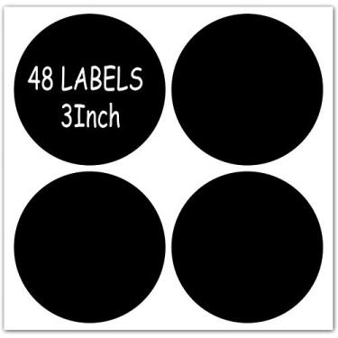 Imagem de Etiquetas redondas de 7,6 cm – Adesivos reutilizáveis de quadro-negro redondo para jarros, temperos, festas, salas de artesanato, casamentos e organizar sua casa e cozinha – 48 peças