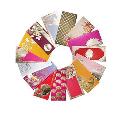 Imagem de AVADOR Envelope de presente premium Shagun (pacote com 50) designs de cores sortidas para cartão de dinheiro Pacote extravagante para o Natal Diwali Rakhi Páscoa Aniversário Casamento Aniversário Designer Convite Envelopes