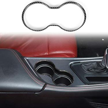 Imagem de Voodonala para suporte de copo frontal Challenger para Dodge Challenger 2015-2020, fibra de carbono ABS, 1 peça