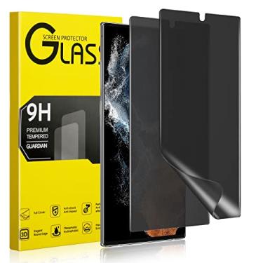 Imagem de Maxwolf Película protetora de tela para Galaxy S22 Ultra Privacidade, antiespião, compatível com capas, cobertura total, suporte para desbloqueio de tela, película flexível premium de TPU (poliuretano termoplástico) para Samsung S22 Ultra 5G [2 unidades]