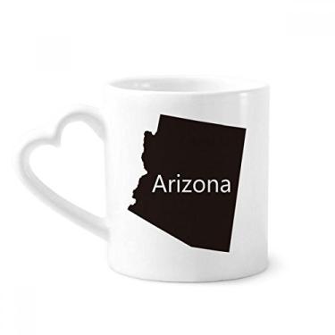 Imagem de Arizona Caneca com mapa dos Estados Unidos da América Caneca de café cerâmica copo de coração de vidro