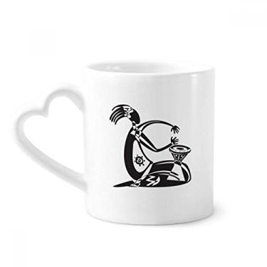Imagem de Caneca Pandeirista Mexican Dance Celebrate Mexico Caneca de café cerâmica copo de coração de vidro
