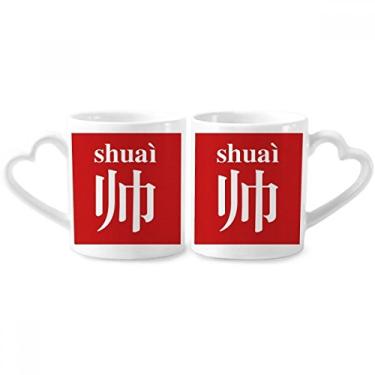 Imagem de Conjunto de canecas de porcelana chinesa bonito personagem chinês conjunto de canecas de cerâmica para amantes de coração
