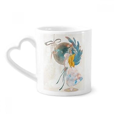 Imagem de Caneca de café de cerâmica estilo clássico chinês asa copo de coração de vidro