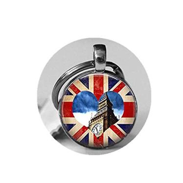 Imagem de Imagens personalizadas, Londres Big Ben Bandeira Britânica União Jack Foto Pingente Colar ou Chaveiro Inglês Reino Unido Britânico Joia Pingente Letra Pingente, Chaveiro ou Colar, Metal, Na