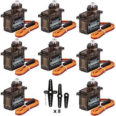Imagem de Adeept 8 Pcs MG90S 9G Micro Servo Motor, Metal Geared Micro Servo para RC Robot Car Helicóptero Controles de Avião Barco Projeto Raspberry Pi