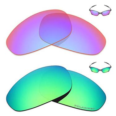 Imagem de Mryok+ 2 pares de lentes polarizadas de substituição para óculos de sol Oakley Juliet – Rosa cobalto/verde esmeralda
