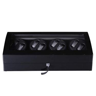 Imagem de Enrolador de relógio automático com motor silencioso, caixa à prova de poeira do enrolador de relógio, caixa de exibição de armazenamento de rotação de 8 relógios, ajuste para senhora e homem relógio automático alimentado por CA ou CC